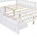 White Wood Frame Full Size Platform Bed with Guardrails on Both Sides and 2-Storage Drawers