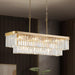 Gold Crystal Chandelier 11 Lights Rectangular Fixture