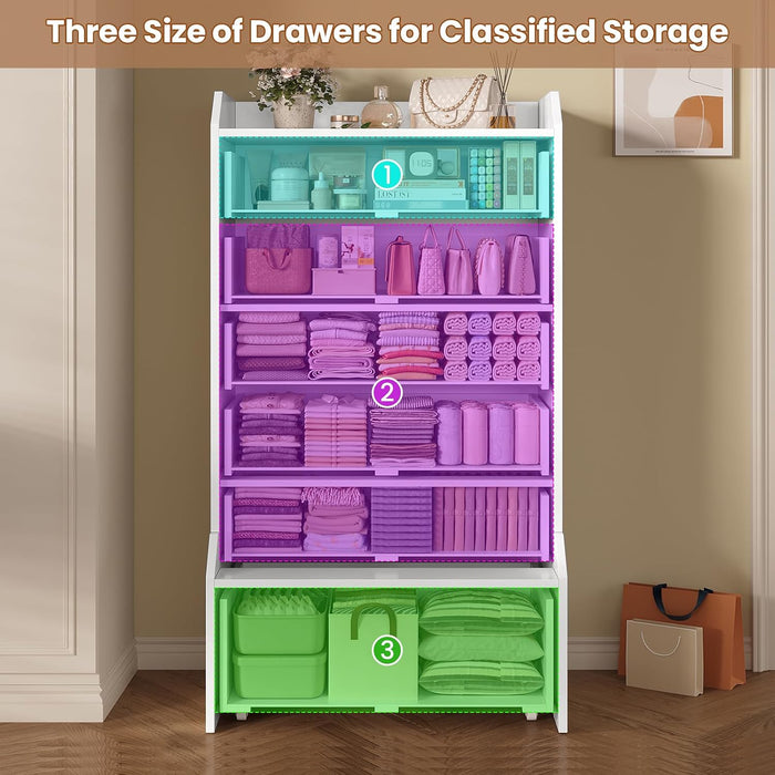 Tall 6 Drawer White Modern Dresser