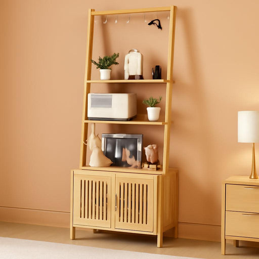 Tall Bamboo Integrated Floorstanding Bookcase With Drawers