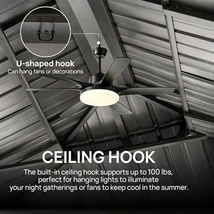 10x10 Ft Aluminum Hardtop Gazebo Weatherproof Netting