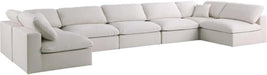 Contemporary Cream Velvet Standard Modular Sectional Sofa