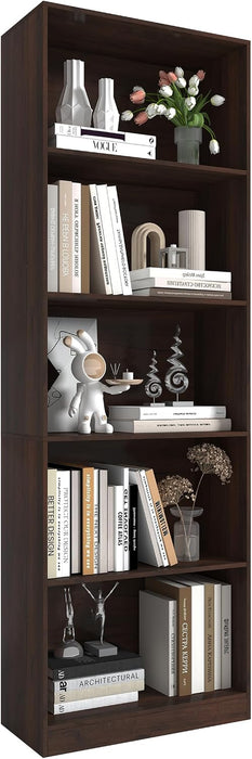71" Inch Tall 5-Tier Bookcase,Large Freestanding Bookshelf for Home Office and Professional Workspace,Living Room,Bedroom and Dining Room (5-Tier, Dark Walnut, Side-Panel Separated)
