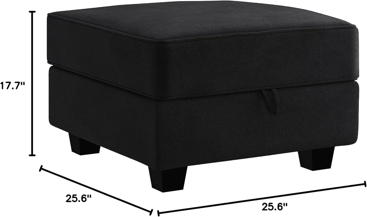 Ottoman Module for Modular Sectional Sofa, Storage Ottoman Square Ottoman Bench for Living Room, Velvet Black