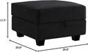 Ottoman Module for Modular Sectional Sofa, Storage Ottoman Square Ottoman Bench for Living Room, Velvet Black