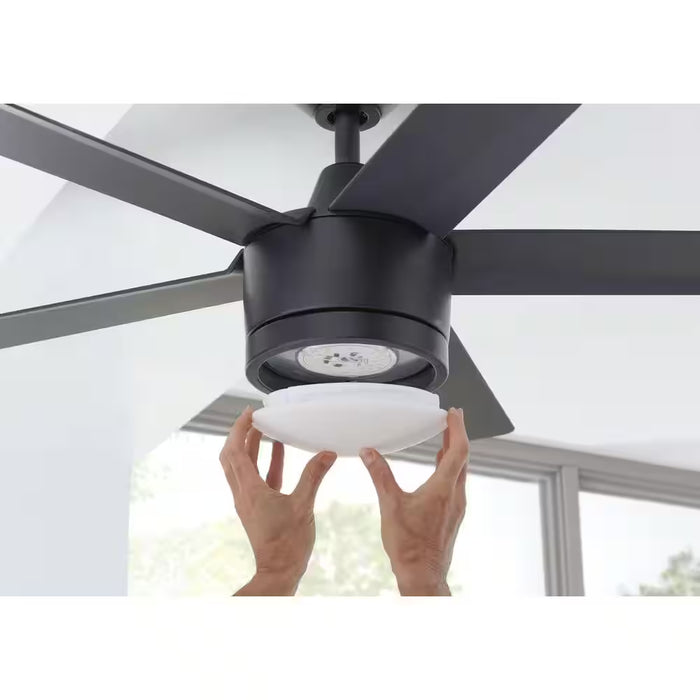 Merwry 52 In. Integrated LED Indoor Matte Black Ceiling Fan with Light Kit and Remote Control