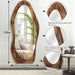 Full Length Mirror Wood Framed Full Body Mirror Wavy Retro Brown