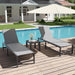 Outdoor Chaise Chairs & Table 3 Pieces Pool Lounge Chair, Adjustable Poolside Sunloungers Lay Flat Sunbathing Chaise with Backrest for Patio, Beach, Yard, Pool