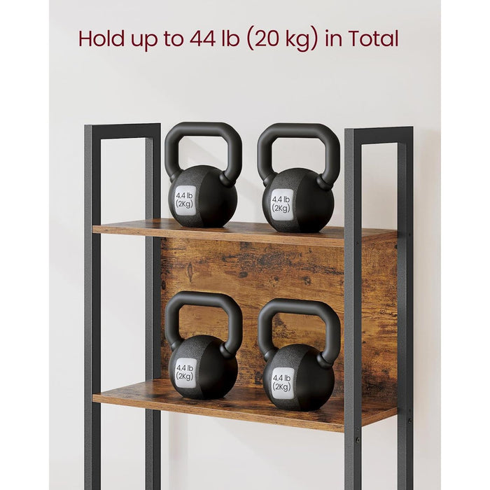 5-Tier Bookshelf, Book Shelf, Industrial Bookcase, with Steel Frame, for Living Room, Home Office, Bedroom, 9.4 X 24.4 X 65 Inches, Rustic Brown and Black ULLS025B01