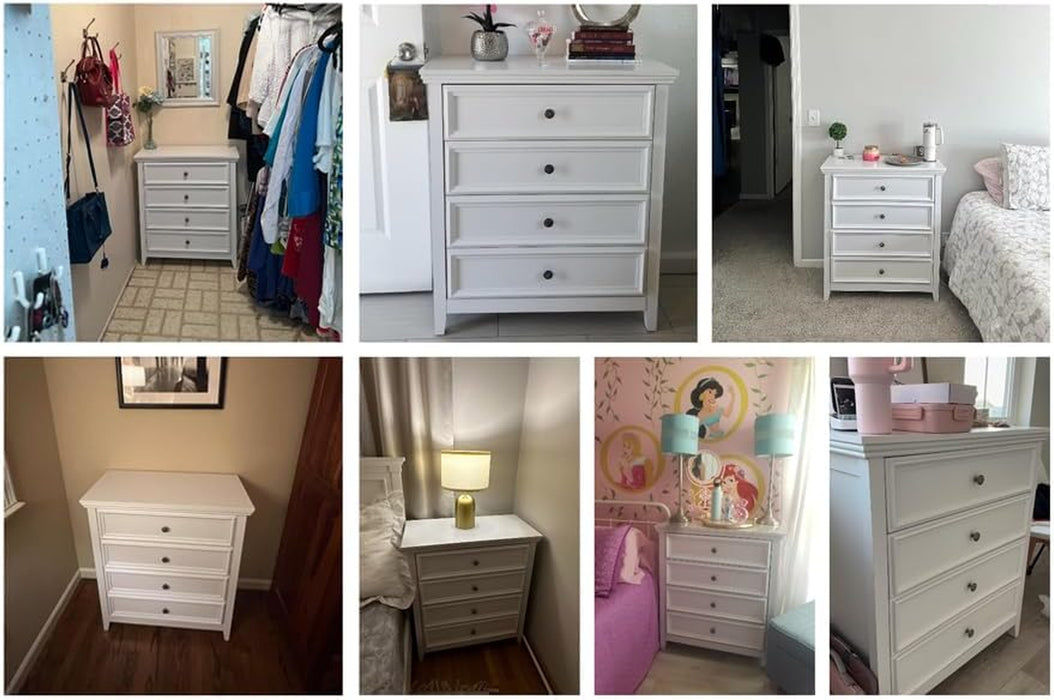 White Dresser for Bedroom,4 Chest of Drawers Dresser,Tall Nightstand Modern Clothes Organizer Cabinet for Bedroom,Closets,Hallway