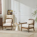MidCenturyBeigeUpholstered Club Chair Set 2 Open Back
