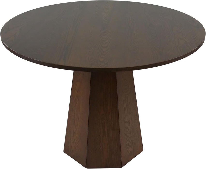 39” round Solid Wood Dining Table for 4-5 People, Modern Pedestal Small Kitchen Table Circle Tabletop with Walnut Wood Grain Finish, Saving Space, Walnut