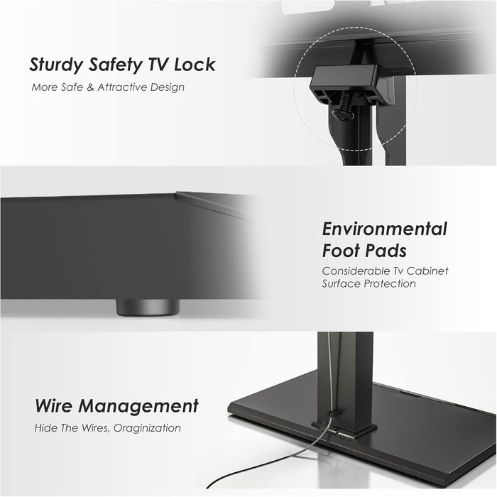 Iron Base Universal Floor TV Stand with Swivel Mount Space Saving for 50-85 Inch LED LCD Plasma Flat or Curved Screen Tvs Height Adjustable Cable Management