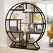 Bookshelf, round Bookshelves Etagere Bookcase, 63 Inch Industrial Wood Book Shelf with Staggered Shelves, Rustic Open Shelving Organizer Rack Display Shelf for Home Office, Living Room