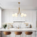 6-Light GoldGleam Sputnik Chandelier Milk White Shade