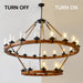60" 2-Tier Wagon Wheel Chandelier 27-Light Extra Large Wood Chandeliers