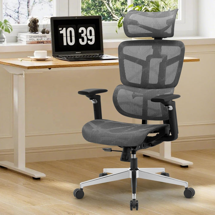 Ergonomic Office Chair, High Back Mesh Home Office Desk Chair with Adjustable Backrest & Lumbar & Wide Cushion, Big Tall Computer Task Chair with Adjustable Armrests & 90°-135° Tlit