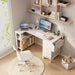 White 47Inch LShaped Corner Desk With ReversibleStorage
