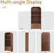 Walnut 70-Inch Freestanding Arched Bookcase Fluted Drawer