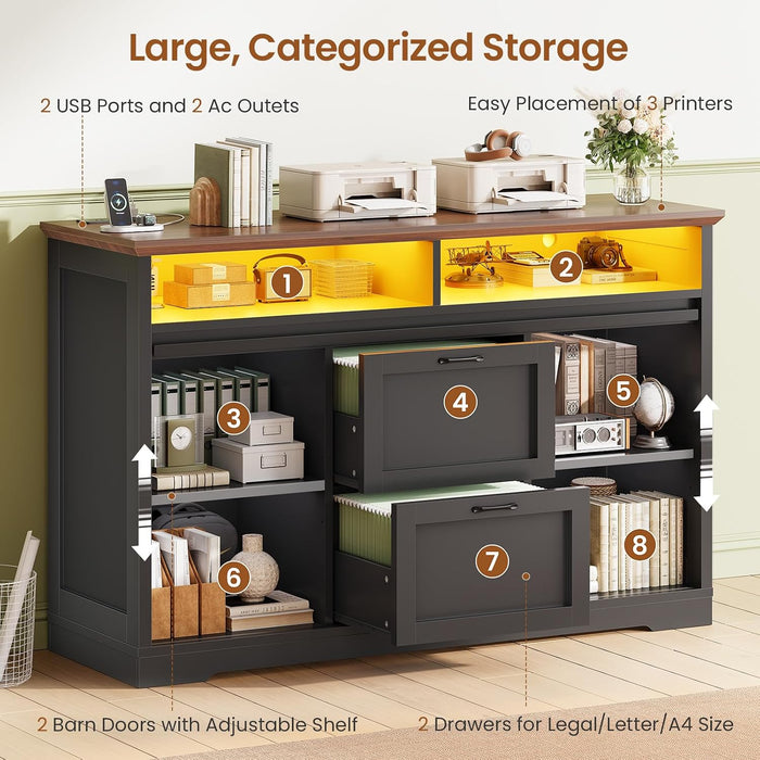 47.2 Black File Cabinet With Organization Solutions
