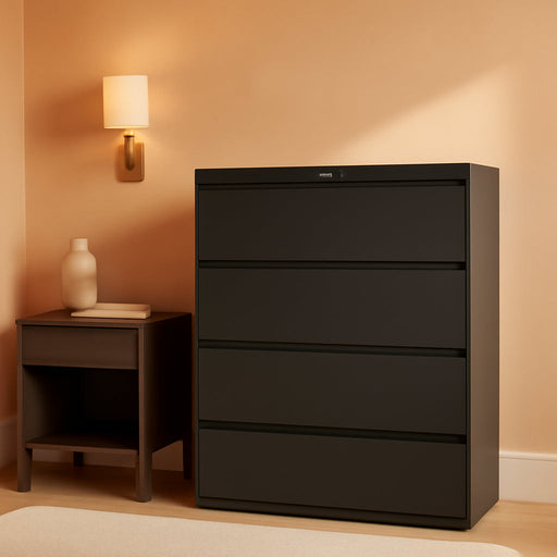Hirsh 42 Inch Wide 4 Drawer Metal Lateral File Cabinet for Home and Office, Holds Letter, Legal and A4 Hanging Folders, Charcoal