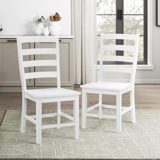 Dining Chairs Set of 2, Dining Chairs with Solid Wood Legs and Footrest, High Ladder Back Farmhouse Dining Chairs, Wooden Dining Room Chairs, White