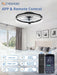 Low Profile Ceiling Fans with Lights and Remote, 20 Inch Flush Mount Ceiling Fan with Light, 3000K-6000K Dimmable Fandelier LED Fan Light, 6 Wind Speeds Black Ceiling Fans for Bedroom