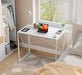 Small Folding Desk 31.5 Inch White Desks, No Assembly Required Computer Desk Spaces Saving Foldable Table for Bedroom, Home Office, Dorm, Apartment, Kids