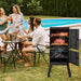 Outdoor Smoker with Double Doors, 2 Detachable Grill Netting Smoking Racks, Charcoal Pan & Water Pan, 4 Air Vents, Thermometer, Vertical Charcoal Smoker for Barbecue Camping Backyard Grill