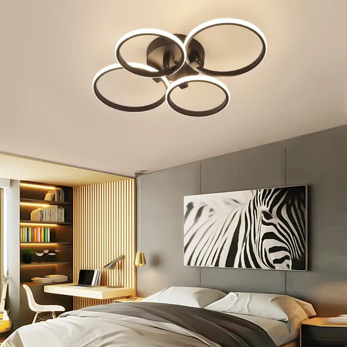 Gleam Circle Rings Modern Chandelier Led Lamp for Living Room Bedroom Study Room Matte Chandelier Fixture Ceiling Lights