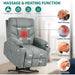Grey Power Recliner with Massage & Heat