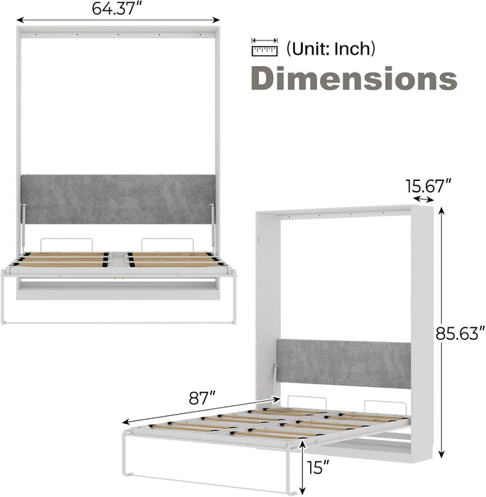 Queen Murphy Bed 85 Inch Wall BedFrameWithHydraulic