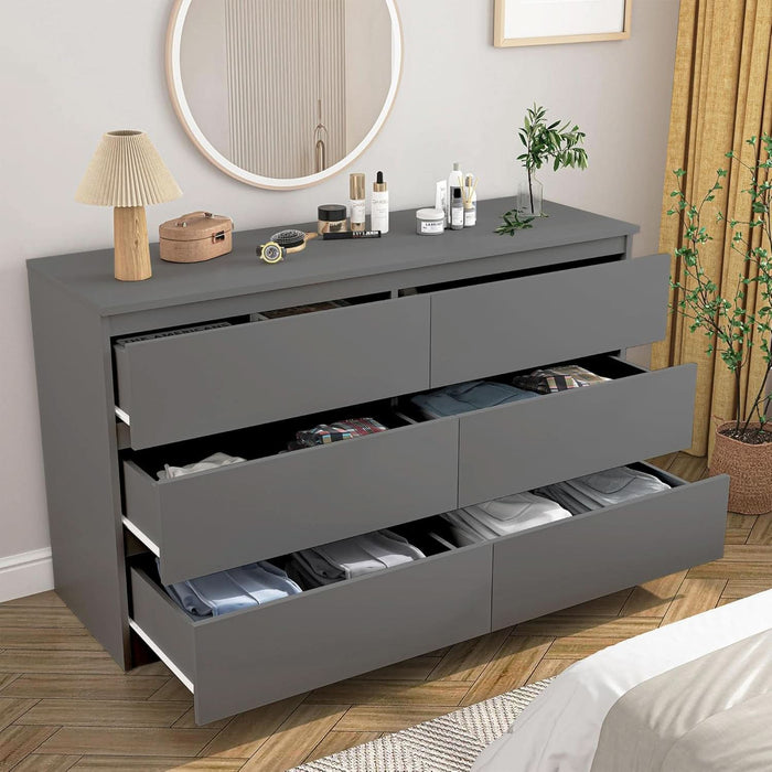 Grey 6 Drawer Dresser for Bedroom Modern Wood Storage ShipItFurniture Grey 6 Drawer Dresser for Bedroom Modern Wood Storage ShipItFurniture