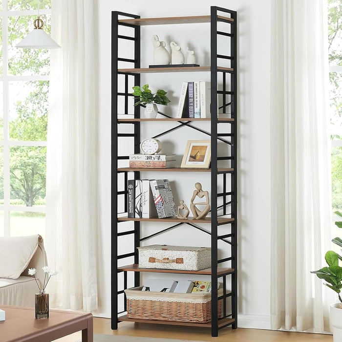84 Inch Tall IndustrialGrade Bookcase Rustic Brown