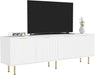 Mid Century Modern TV Stand for 80 Inch TV, Entertainment Center with 4 Large Drawers, TV Stand for Living Room, Media TV Console Table with Storage for Bedroom, White