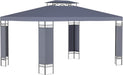 10' X 13' Patio Gazebo, Double Roof Outdoor Gazebo Canopy Shelter with Screen Decorate Corner Frame, for Garden, Lawn, Backyard and Deck, Gray