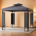 10' X 13' Patio Gazebo, Double Roof Outdoor Gazebo Canopy Shelter with Screen Decorate Corner Frame, for Garden, Lawn, Backyard and Deck, Gray