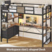 Twin Loft Bed with Desk and 5 Storage Drawers,Loft Bed Twin Size with LED Lights and Charging Station, Metal Bunk Bed Frame with Ladder, Clothes Rail,Noise Free,Oak Gray