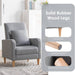 Fabric Accent Living Room Chairs Set of 2, Upholstered Arm Chair Reading Side Chair, Single Sofa with Back Pillow and Wood Legs, Light Grey
