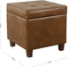 Square Tufted Storage Ottoman - Distressed Brown Faux Leather Small