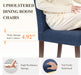 Upholstered Parsons Dining Chairs Set of 6, Modern Dining Room Chairs with Back, Fabric Kitchen Side Chairs with Wood Legs for Dinner Farmhouse Restaurant, Blue