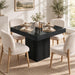 31.5" Square Dining Table for 2-4, Small Black Kitchen Table with 4.5" Thick-Profile Top and Sturdy Pedestal Base for Apartment & Small Spaces