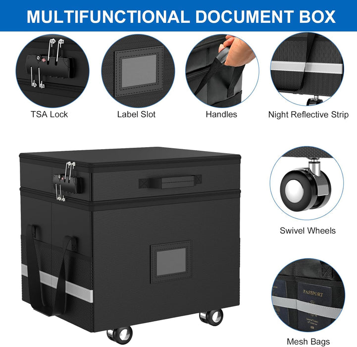 Rolling File Box, 2 Layers, Lockable