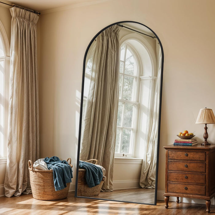Full Length Mirror, 71" X 32" Arched Full Body Mirror Large Standing Floor Mirrors, Mirrors for Bedroom, Bathroom, Living Room Standing or Wall Leaning, Black