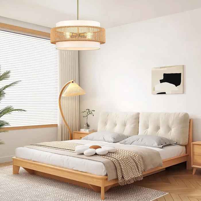 19.7 Inch Handwoven Rattan Chandelier Pendant Light