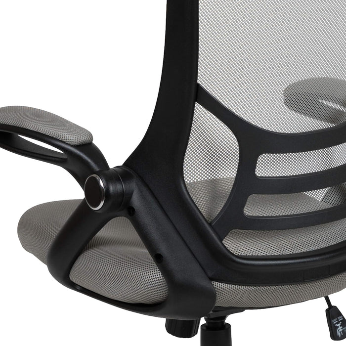 Porter High-Back Swivel Office Chair with Adjustable Lumbar Support and Seat Height, Ergonomic Mesh Desk Chair with Flip-Up Armrests, Gray/Black