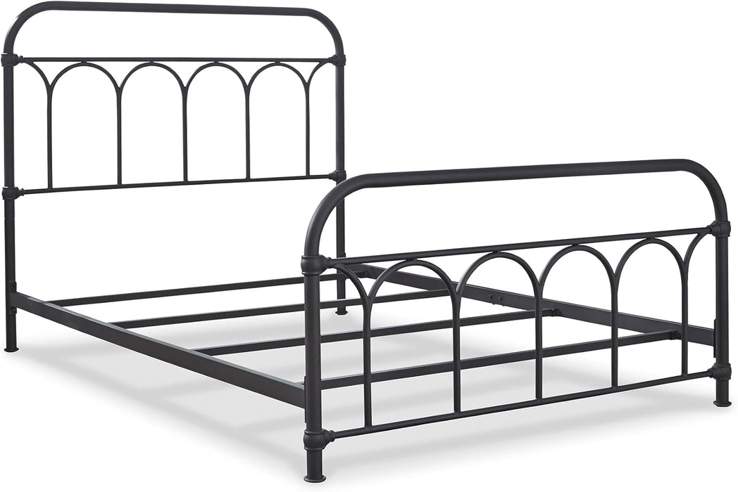 Signature Design by Ashley Nashburg Industrial Farmhouse Metal Bed, Full, Matte Black
