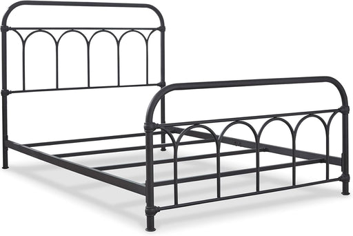 Signature Design by Ashley Nashburg Industrial Farmhouse Metal Bed, Full, Matte Black