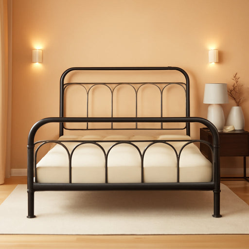 Signature Design by Ashley Nashburg Industrial Farmhouse Metal Bed, Full, Matte Black
