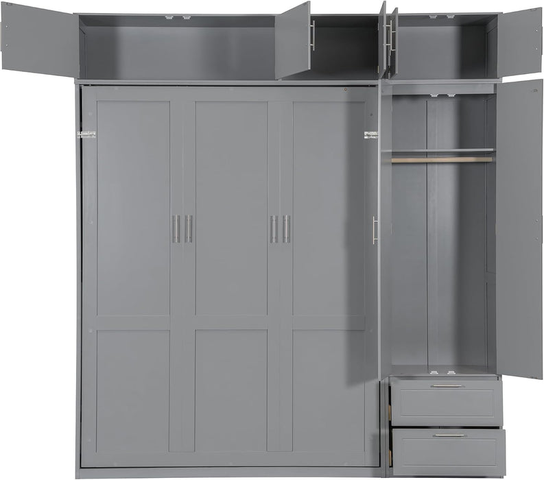 Queen Size Murphy ConvertiblePlatformBed GrayFinish
